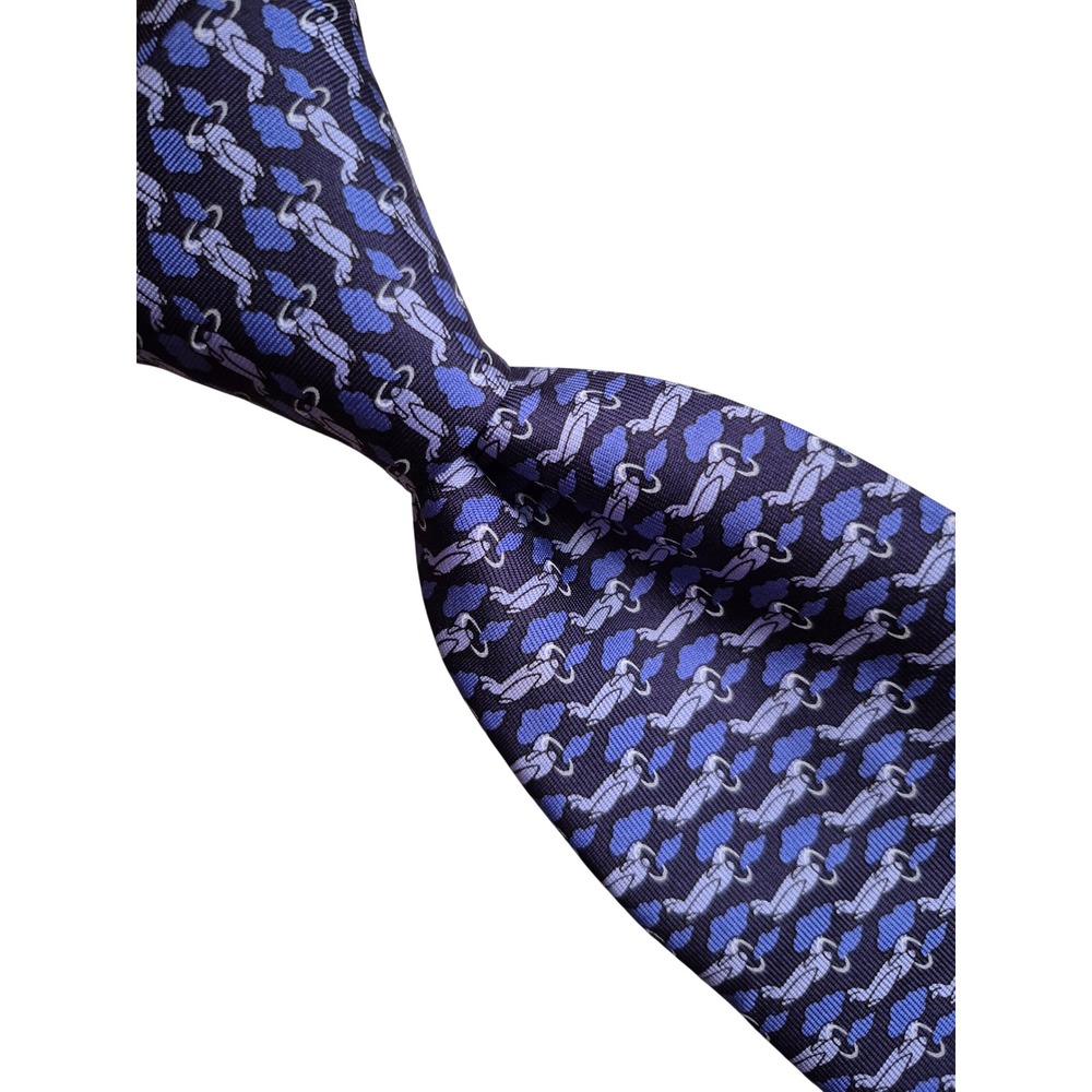 Thomas Pink Mens Silk Tie Navy Blue Propeller Plane Aviation Made in Italy